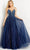 Jovani 08408SC - Glitter Plunged V-Neck Prom Gown Ball Gowns 6 / Navy