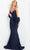 Jovani 09768SC - Rosette Lace Evening Dress Evening Dresses 6 / Navy