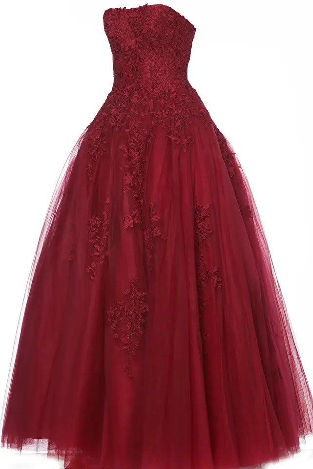 Jovani 1831 - Applique Prom Dress Bridesmaid Dresses 16 / Burgundy