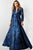 Jovani 23178SC - Quarter Sleeve Printed Formal Dress Mother of the Bride Dresses 18 / Navy