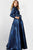 Jovani 23178SC - Quarter Sleeve Printed Formal Dress Mother of the Bride Dresses 18 / Navy