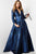 Jovani 23178SC - Quarter Sleeve Printed Formal Dress Mother of the Bride Dresses 18 / Navy