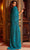 Jovani 23891SC - Beaded Mesh Cape Evening Dress Evening Dresses 14 / Peacock