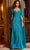 Jovani 23891SC - Beaded Mesh Cape Evening Dress Evening Dresses 14 / Peacock