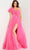 Jovani 25919SC - Ruffled Shoulder A-Line Prom Dress Ball Gowns 8 / Hot Pink