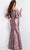 Jovani 26258SC - Printed Bell Sleeve Formal Gown Mother of the Bride Dresses 6 / Gold/Light Brown