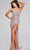 Jovani 34396 - Cowl Metallic Evening Gown Special Occasion Dress 00 / Blush