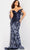 Jovani 36370 - Off Shoulder Sequin Prom Dress Special Occasion Dress 00 / Navy/Light Blue