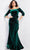 Jovani 36458SC - Quarter Sleeve Ruffled Peplum Evening Gown Mother of the Bride Dresses 10 / Emerald