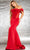 Jovani 37225SC - Bow Detailed Off Shoulder Prom Gown Prom Dresses 00 / Red