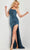 Jovani 37312 - Sequin Embellished One Shoulder Prom Gown Evening Dresses 00 / Navy/Ombre