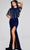 Jovani 37386 - Chain Fringed Evening Dress Special Occasion Dress 00 / Navy