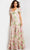 Jovani 37636 - Plunging Floral Sheath Long Dress Long Dresses