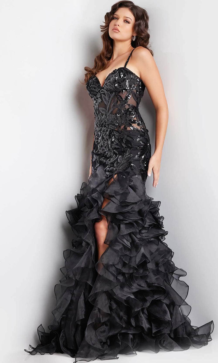 Jovani 38358 - Trumpet Prom Dress Prom Dresses 00 / Black