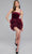 Jovani 38495 - Ruffled Skirt Sleeveless Cocktail Dress Homecoming Dresses 00 / Burgundy