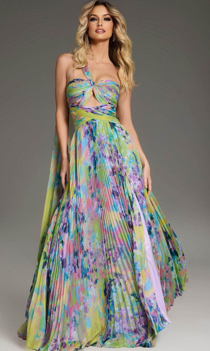 Jovani 38688 - High Slit Floral Printed Prom Gown Special Occasion Dress