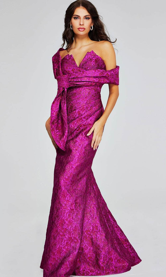 Jovani 39114 - Strapless Vibrant Evening Gown Special Occasion Dress 00 / Fuchsia