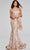 Jovani 39267 - Asymmetric Floral Appliqued Evening Gown Special Occasion Dress 00 / Champagne