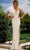 Jovani 39617 - Embellished Plunging V-Neck Evening Gown Wedding Dresses 00 / Off-White/Nude