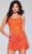 Jovani 39628 - Scoop Neck Fringed Cocktail Dress Cocktail Dresses 00 / Orange