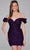 Jovani 39631 - Sequin Off Shoulder Cocktail Dress Special Occasion Dress 00 / Purple