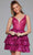 Jovani 39700 - Plunging Embellished Cocktail Dress Homecoming Dresses 00 / Hot Pink/Hot Pink