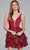 Jovani 39700 - Plunging Embellished Cocktail Dress Homecoming Dresses 00 / Red/Red