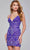 Jovani 39790 - Geometric Beaded V-Neck Cocktail Dress Homecoming Dresses 00 / Purple