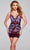 Jovani 39907 - Embellished Deep V-Neck Cocktail Dress Homecoming Dresses 00 / Black/Lilac Multi