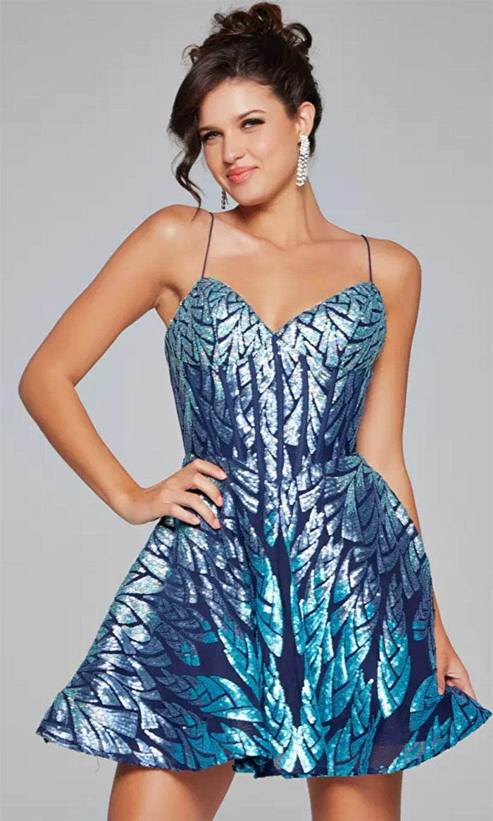 Jovani 39928 - Corset Bodice Sleeveless Cocktail Dress Cocktail Dresses 00 / Royal/Periwinkle