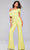 Jovani 39961 - One-Shoulder Fitted Jumpsuit Special Occasion Dress 00 / Pale Yellow