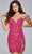 Jovani 40003 - Embellished V-Neck Cocktail Dress Special Occasion Dress 00 / Fuchsia/ Multi