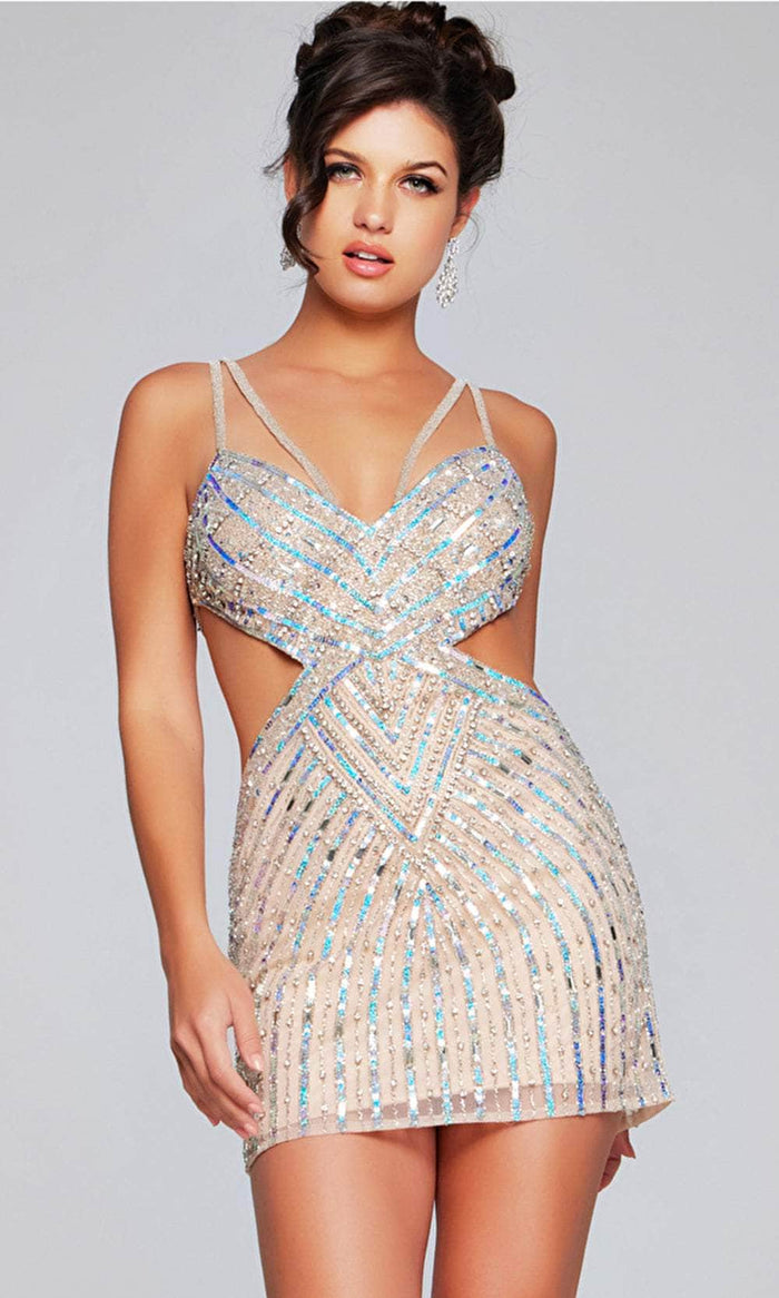 Jovani 400610 - Sequin Sleeveless Cocktail Dress Cocktail Dresses 00 / Nude