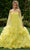 Jovani 40092 - Floral Appliqued Cape Evening Gown Evening Dresses 00 / Yellow