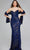 Jovani 40181 - V-Neck Beaded Ornate Evening Gown Special Occasion Dress 00 / Navy