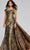 Jovani 40295 - Square Neck Gold Textured Evening Gown Special Occasion Dress