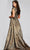 Jovani 40295 - Square Neck Gold Textured Evening Gown Special Occasion Dress