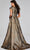 Jovani 40295 - Square Neck Gold Textured Evening Gown Special Occasion Dress