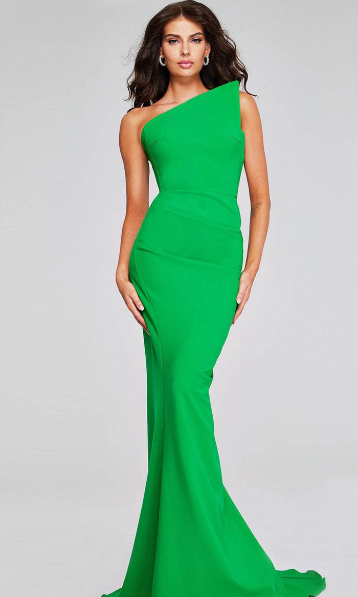 Jovani 40301 - Fitted One Shoulder Evening Dress Special Occasion Dress 00 / Green