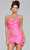 Jovani 40380 - Floral Appliqued Sweetheart Cocktail Dress Homecoming Dresses 00 / Neon Pink