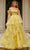 Jovani 40400 - Off Shoulder Printed Ballgown Quinceanera Dresses 00 / Yellow/Print