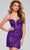 Jovani 40498 - Embroidered Sheath Cocktail Dress Homecoming Dresses 00 / Purple