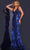 Jovani 40766 - Stripe Pattern Prom Dress Prom Dresses 00 / Navy/Royal