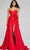 Jovani 40826 - Pleated Overskirt Strapless Evening Gown Special Occasion Dress 00 / Red