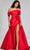 Jovani 40832 - Rosette Slit Evening Gown Special Occasion Dress 00 / Red