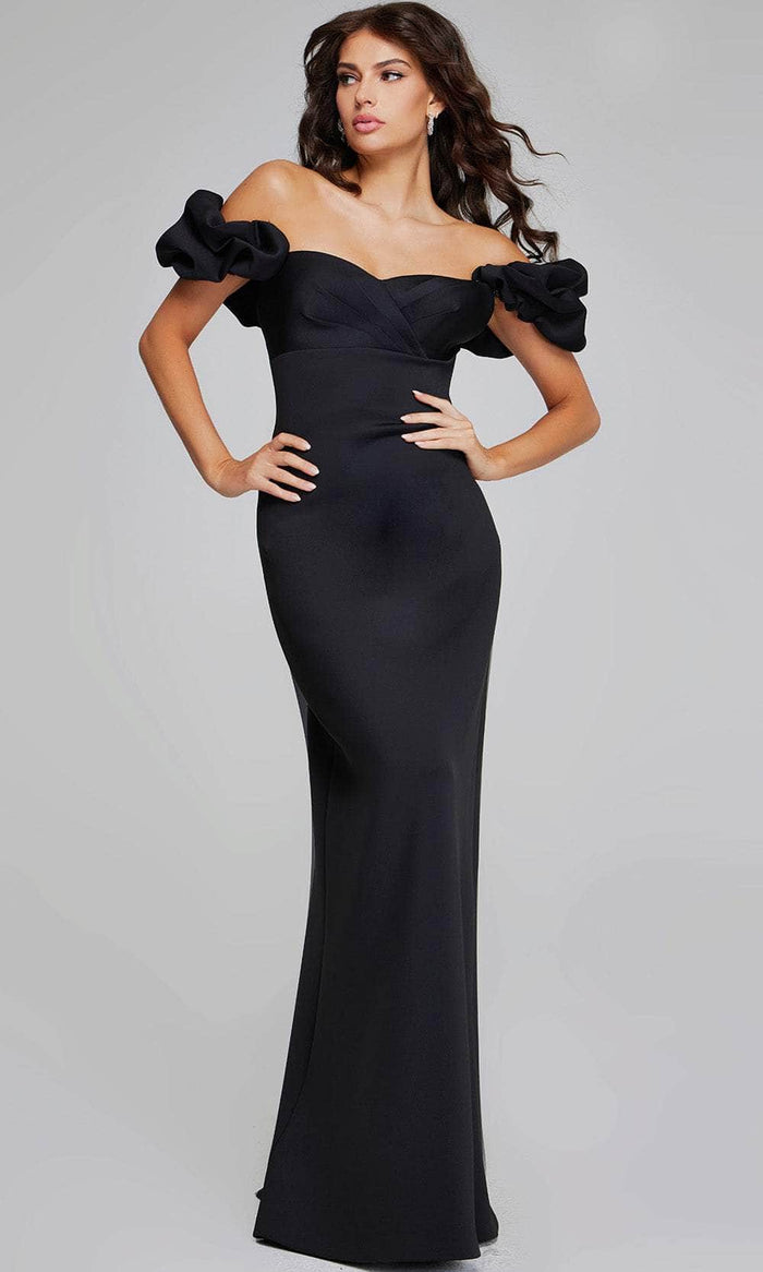 Jovani 41084 - Ruffle Sleeve Evening Gown Special Occasion Dress 00 / Black
