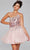 Jovani 42282 - Cut-Glass Layered A-Line Cocktail Dress Homecoming Dresses 00 / Pink