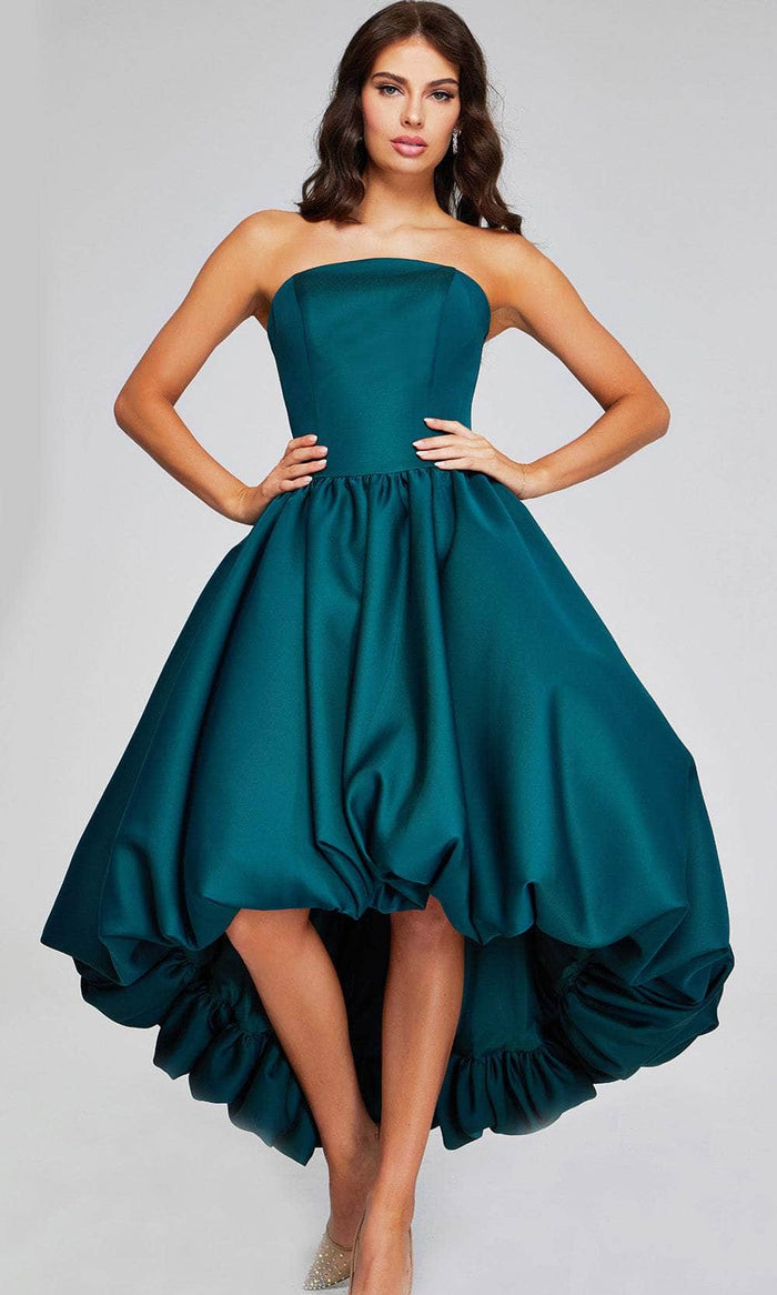 Jovani 42345 - Strapless Bubble Hem Evening Dress Special Occasion Dress 00 / Dark Green