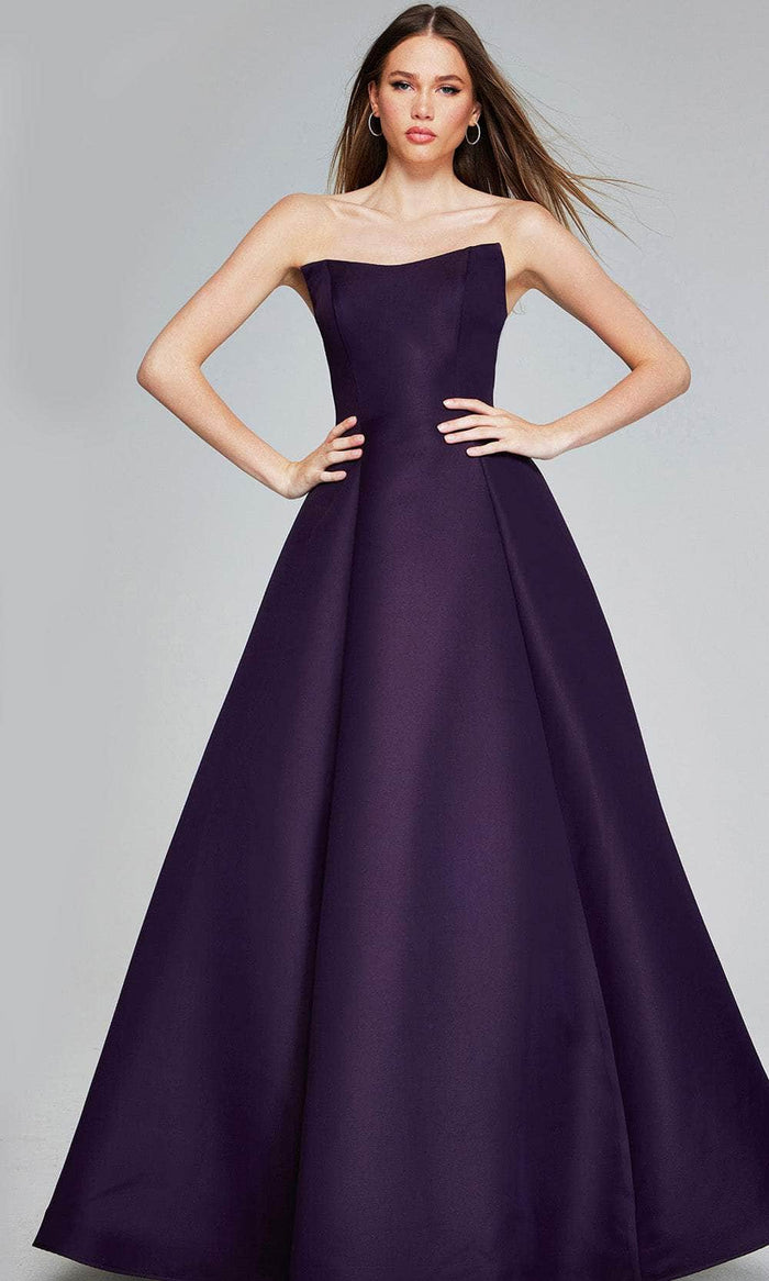 Jovani 42347 - Strapless Fitted Bodice Prom Gown Special Occasion Dress 00 / Eggplant