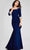 Jovani 42409 - Draped Mermaid Evening Dress Special Occasion Dress 00 / Navy